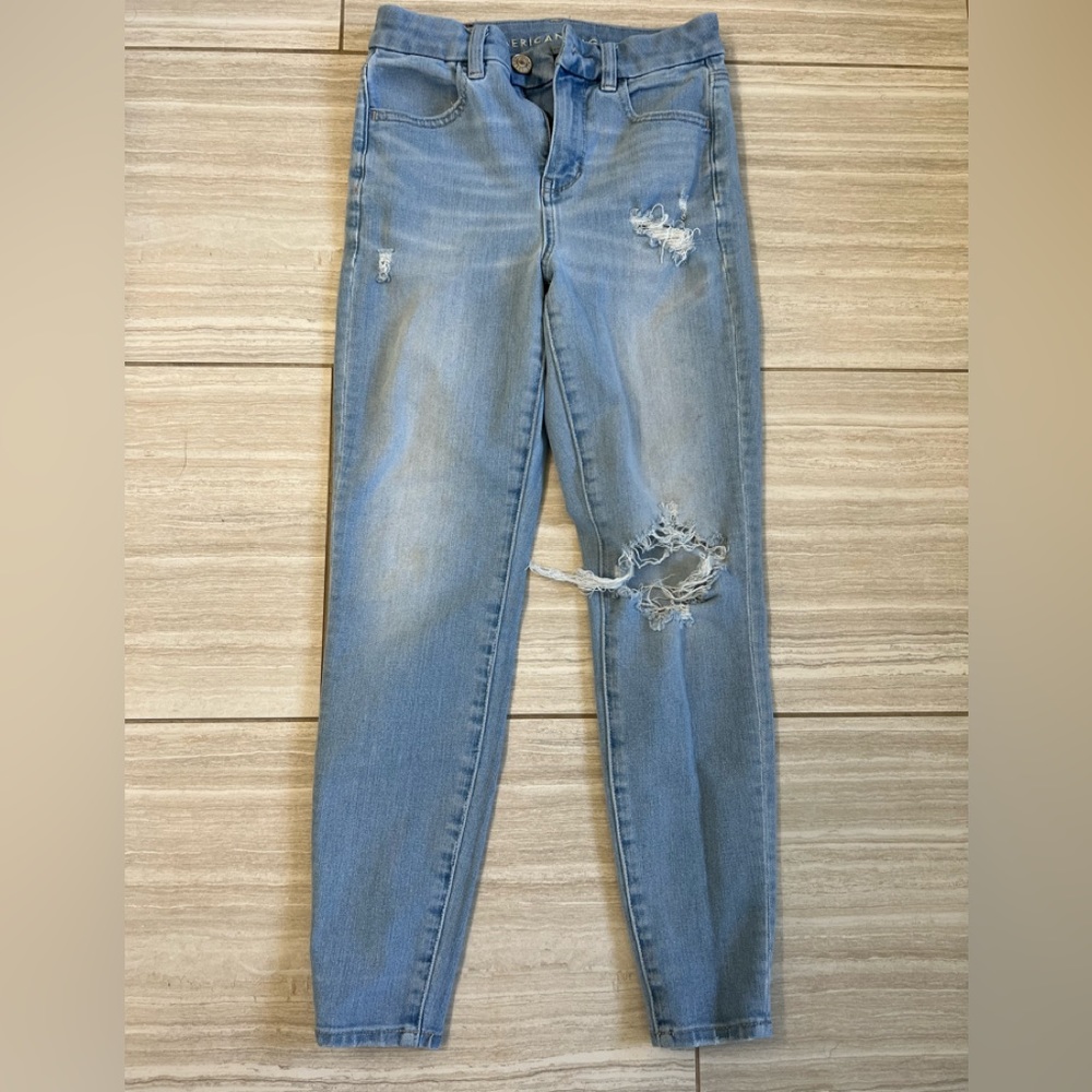 American Eagle Blue Curvy High Rise Jeggings Size 0-Short